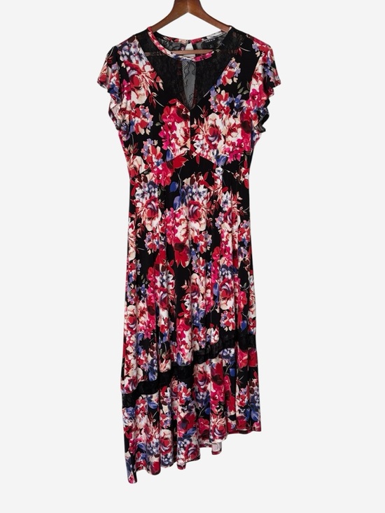 torrid Dresses & Skirts - Torrid Black Floral Lace Asymmetrical Midi Skater Dress • Torrid Size 0 / US L